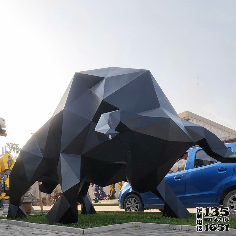 公園景區大型戶外景觀玻璃鋼幾何華爾街牛雕塑